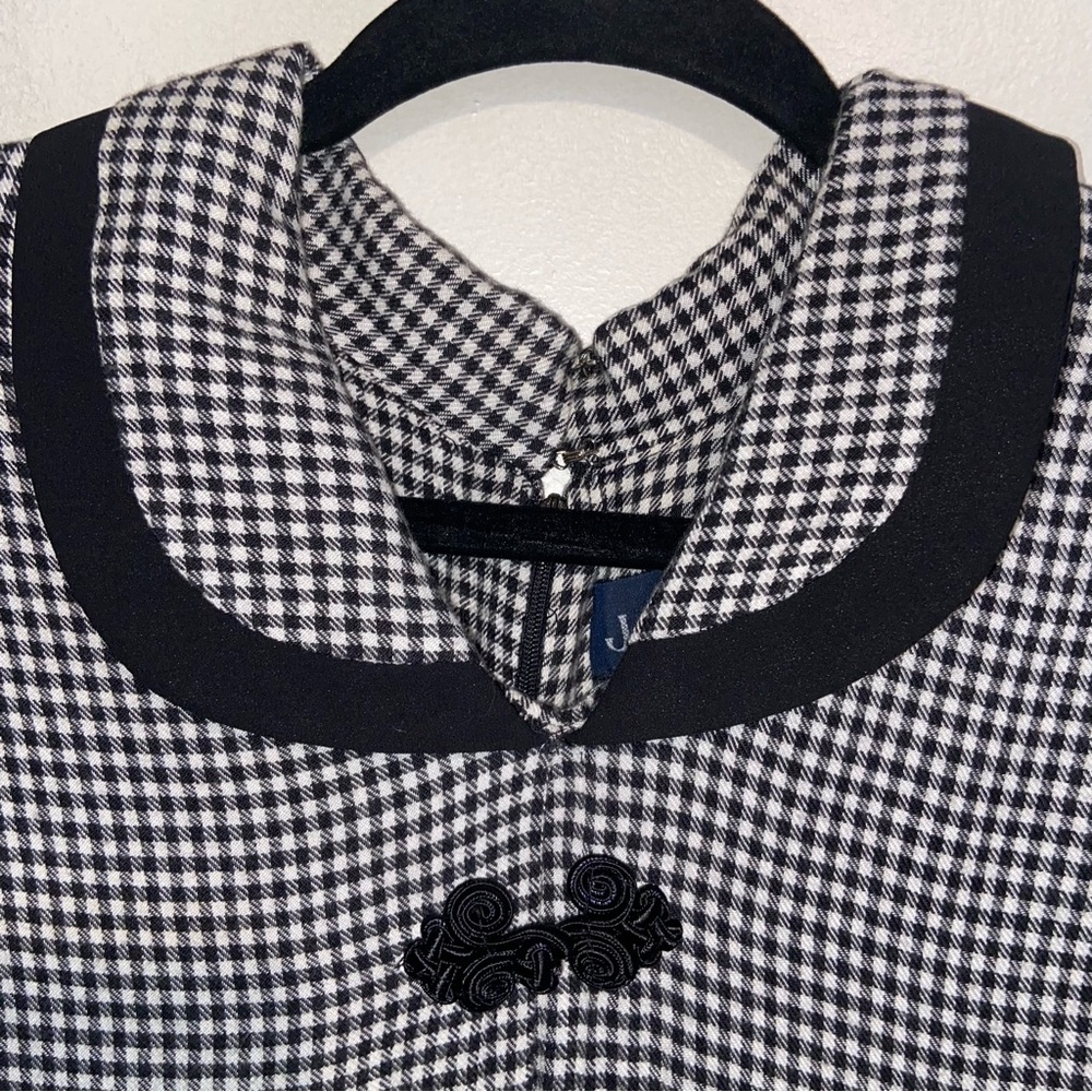 Vintage JG Hook Dress Womens Sz Large Pet Plaid Gingham Cottagecore Retro B&W - Picture 11 of 16